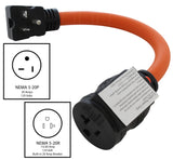 AC WORKS® [E520CB520] 1.5FT 20A NEMA 5-20 Protective Outlet Extender with 20A Breaker