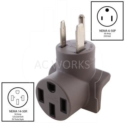 NEMA 6-50P to NEMA 14-50R level 2 EV charging adapter for Teslas