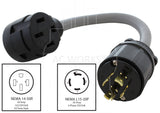 AC WORKS® [EVL1520MS-018] 1.5FT EV Adapter 3-Phase 20A 250V L15-20P Locking Plug to 50A EV Adapter