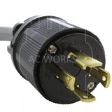 NEMA L15-30P, L1530 male plug, Locking 4-prong 3-phase 30 amp 250 volt plug, locking industrial plug