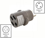 NEMA L6-30P to NEMA 14-50R, L630 male plug to 1450 female connector, 3-prong 30 amp 250 volt locking plug to 4-prong EV charger connector