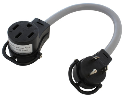 AC WORKS® [EVTT30MS-018] 1.5FT EV Adapter 30A 125V TT-30 RV Plug to 50A EV Adapter Cord for Tesla