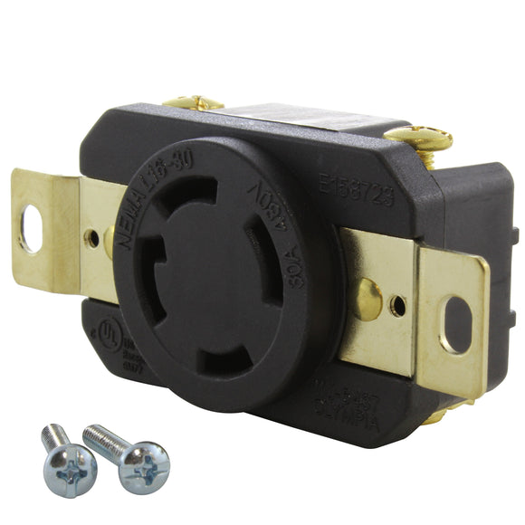 replacement industrial grade locking outlet, DIY female receptacle, AC WORKS brand 30 amp 480 volt outlet