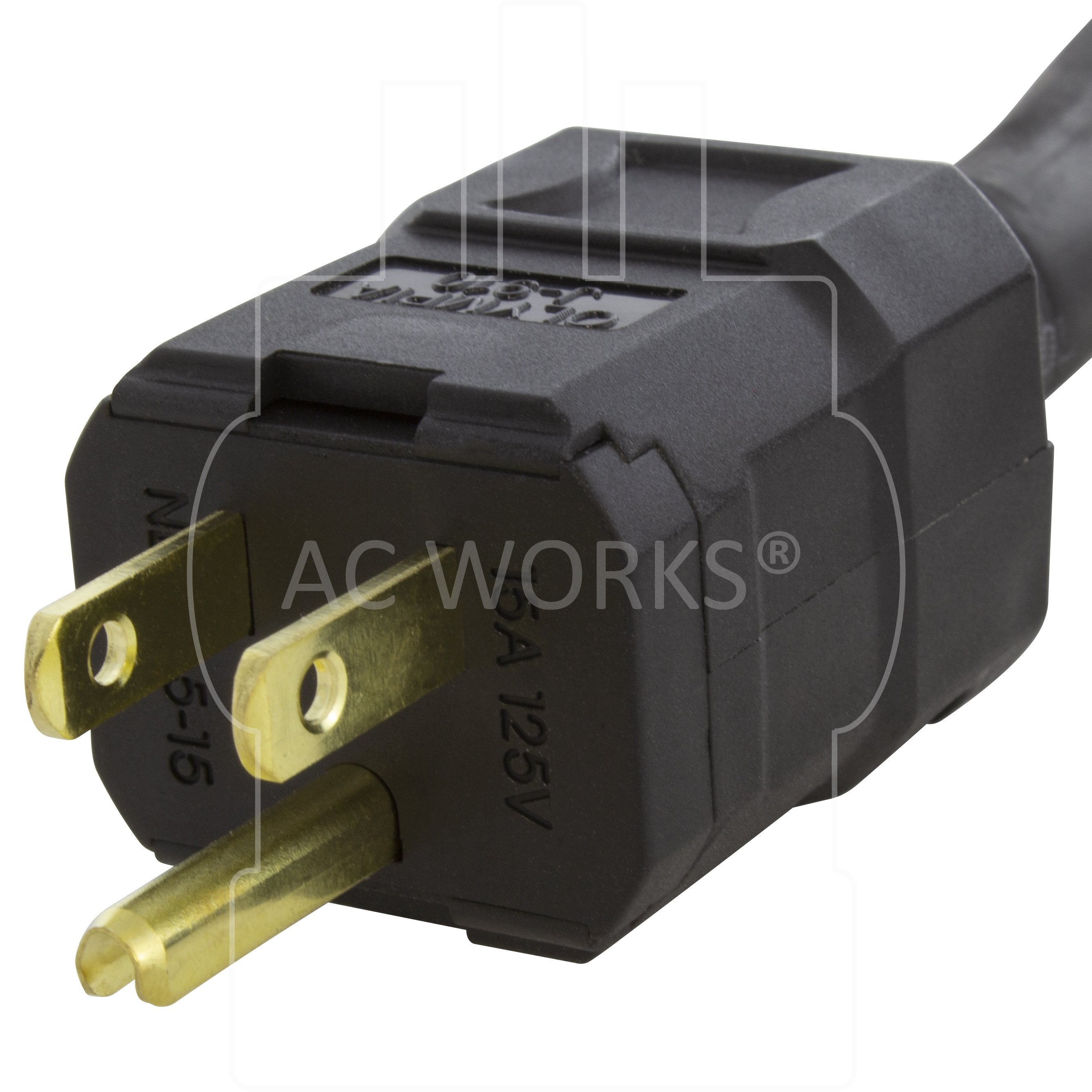 AC WORKS® [HD515PR] SOOW 12 Gauge NEMA 5-15 15A 125V Heavy Duty