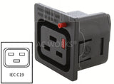 IEC C19, C19 locking outlet, C19 with button release