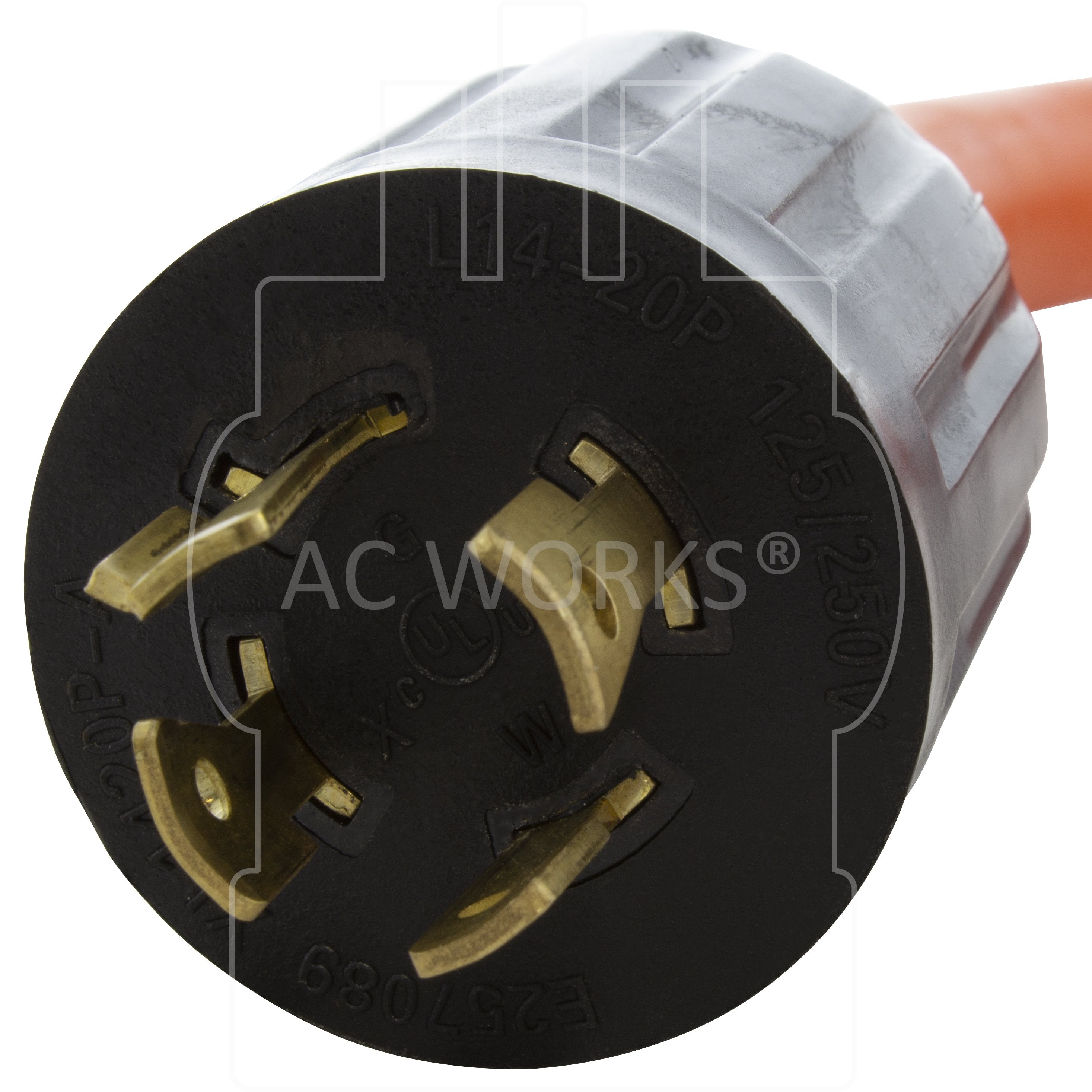 NEMA L14-20P, L1420 male plug, 4-prong 125/250V 20A plug