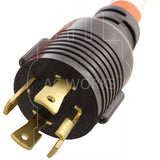 AC WORKS® [L1430L630-018] 1.5FT L14-30P 4-Prong 30A Plug to L6-30R 30A 250V 3-Prong Locking