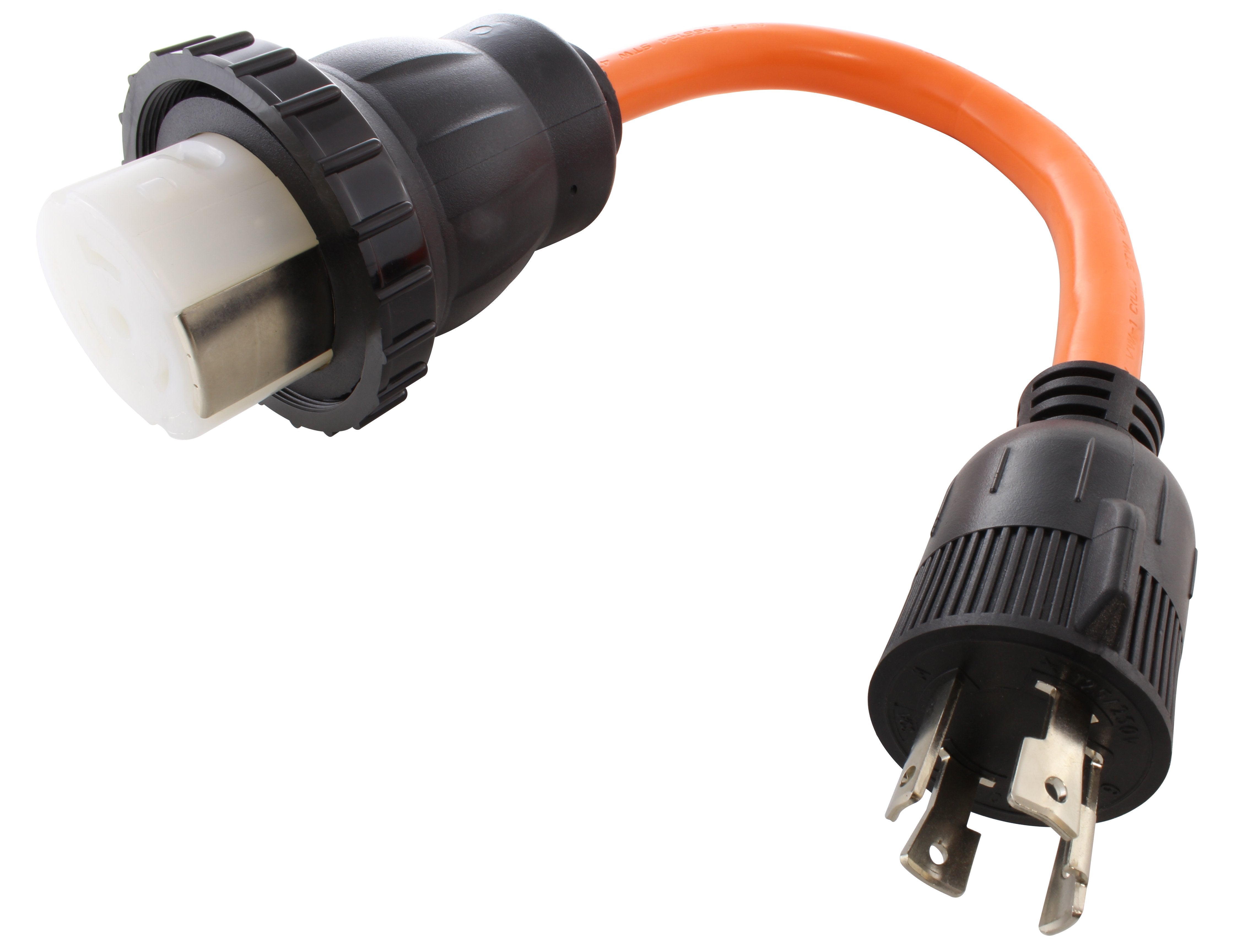 AC WORKS RV to generator adapter, flexible orange adapter