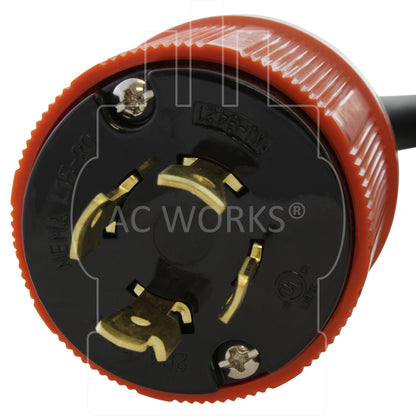 AC WORKS® [L1520L1530-018] 3-Phase 20A 250V L15-20P 4-Prong Plug to L15-30R Locking 3-Phase 30A 250V Connector