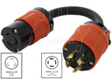 NEMA L15-20P to NEMA L6-20R 250V flexible locking adapter