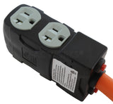 AC WORKS® [L2120CBF520] 1.5FT L21-20P 20A 5-Prong Locking Plug to (4) household Outlets with 20A Breakers