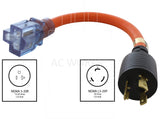 NEMA L5-20P to NEMA 5-20R orange flexible adapter with UL certification