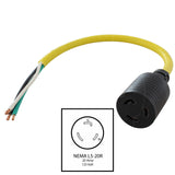 NEMA L5-20R to three stripped wires