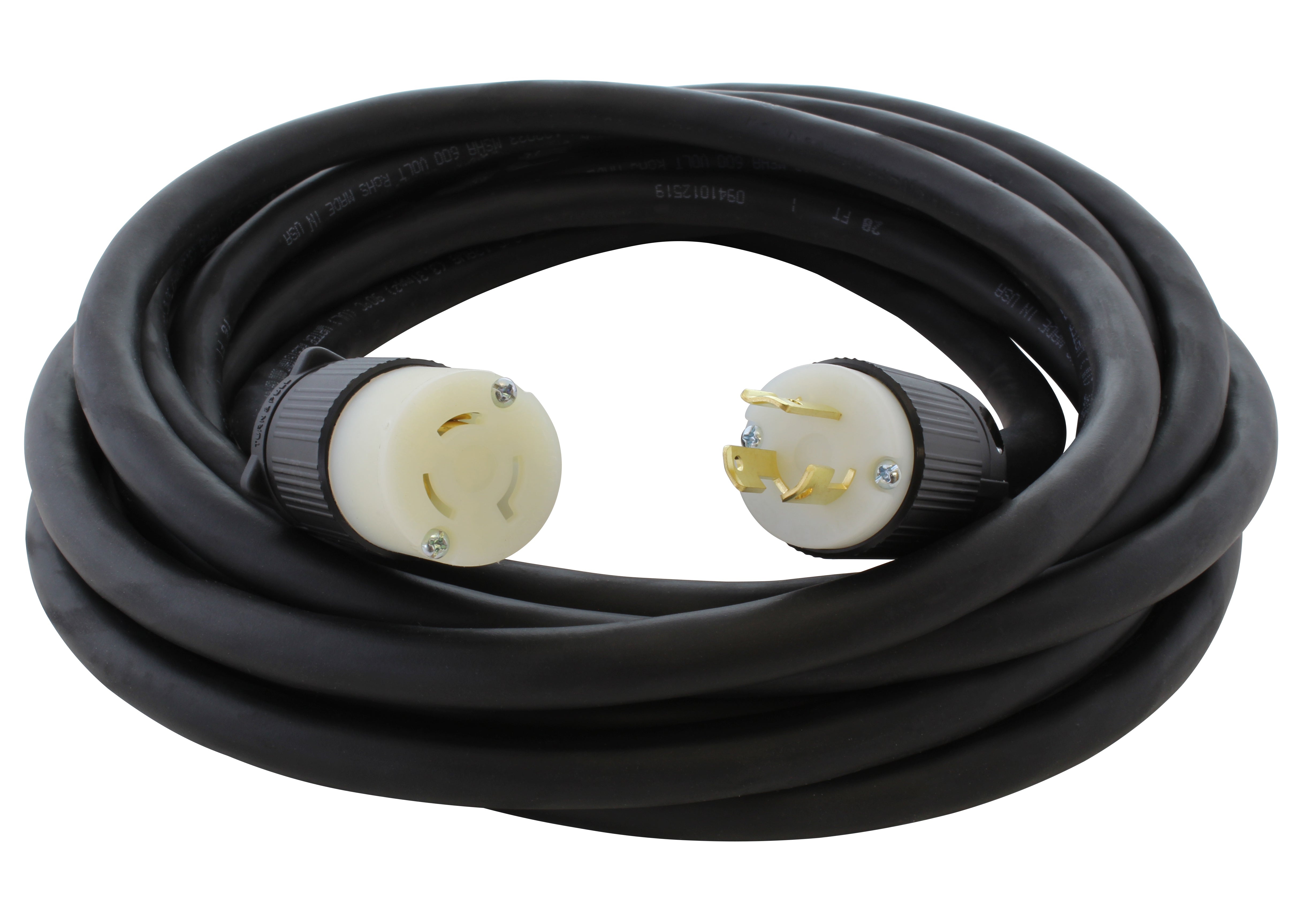 AC WORKS® [L615PR] SOOW 14/3 NEMA L6-15 15A 250V Rubber Extension Cord