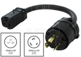 NEMA L6-20P to NEMA 6-20R 20A adapter