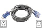 AC Works, household plug to 2 IEC C13s, Medical grade Y cable