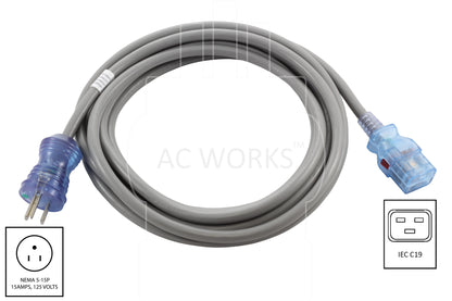 AC Works, household plug to IEC C19