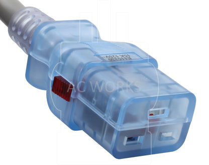 AC Works, auto locking connector, IEC C19, C19, heavy duty locking medical cord