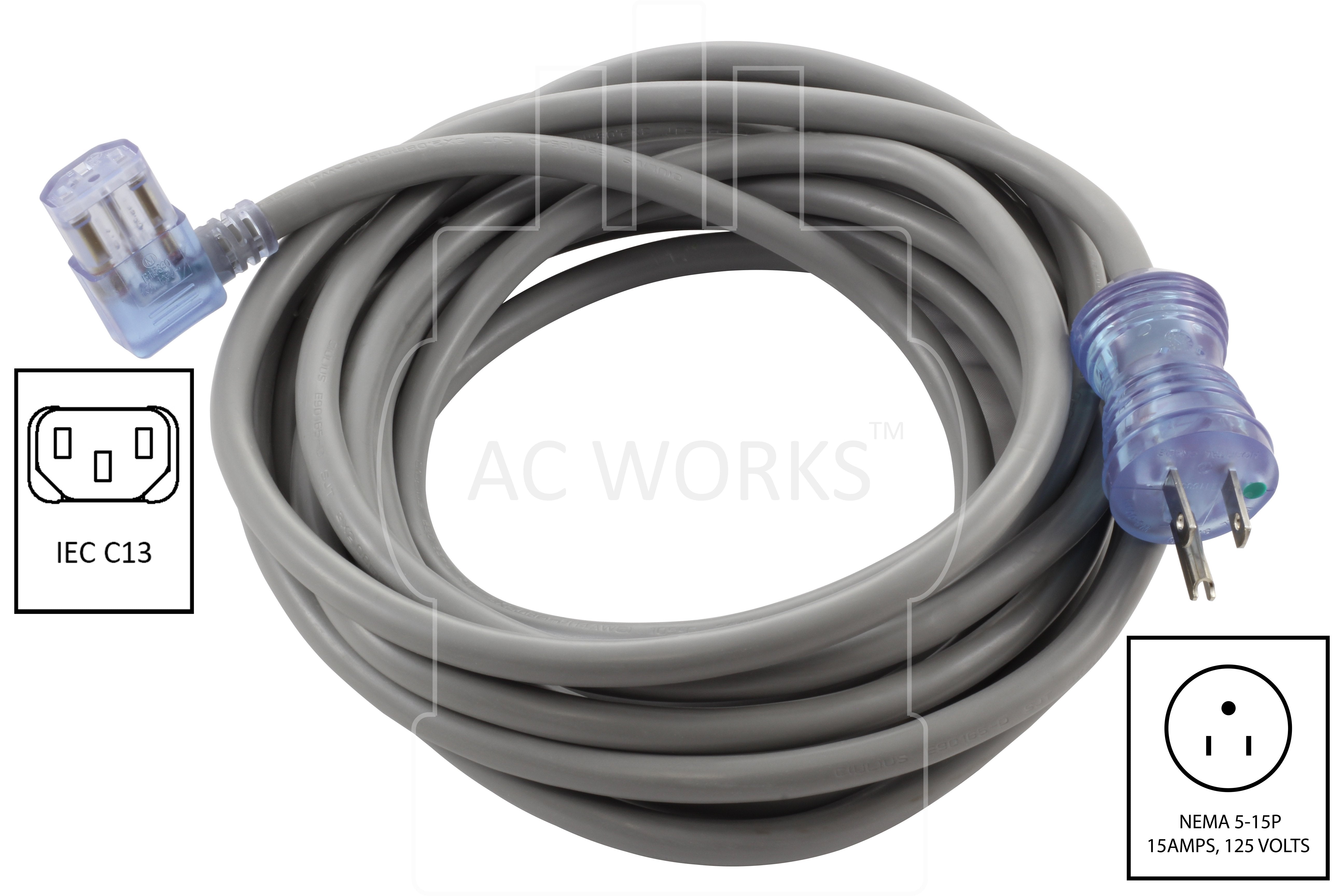 AC Works, household plug to IEC C13