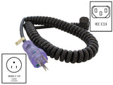 NEMA 5-15P green dot plug to right angle IEC C13 connector