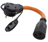 NEMA TT-30 piggy-back adapter with household connection