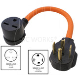 NEMA 14-30P to NEMA 6-30R, 1430 male plug to 630 female connector, 4prong dryer plug to 3-prong commercial HVAC, 30 amp 250 volt adapter