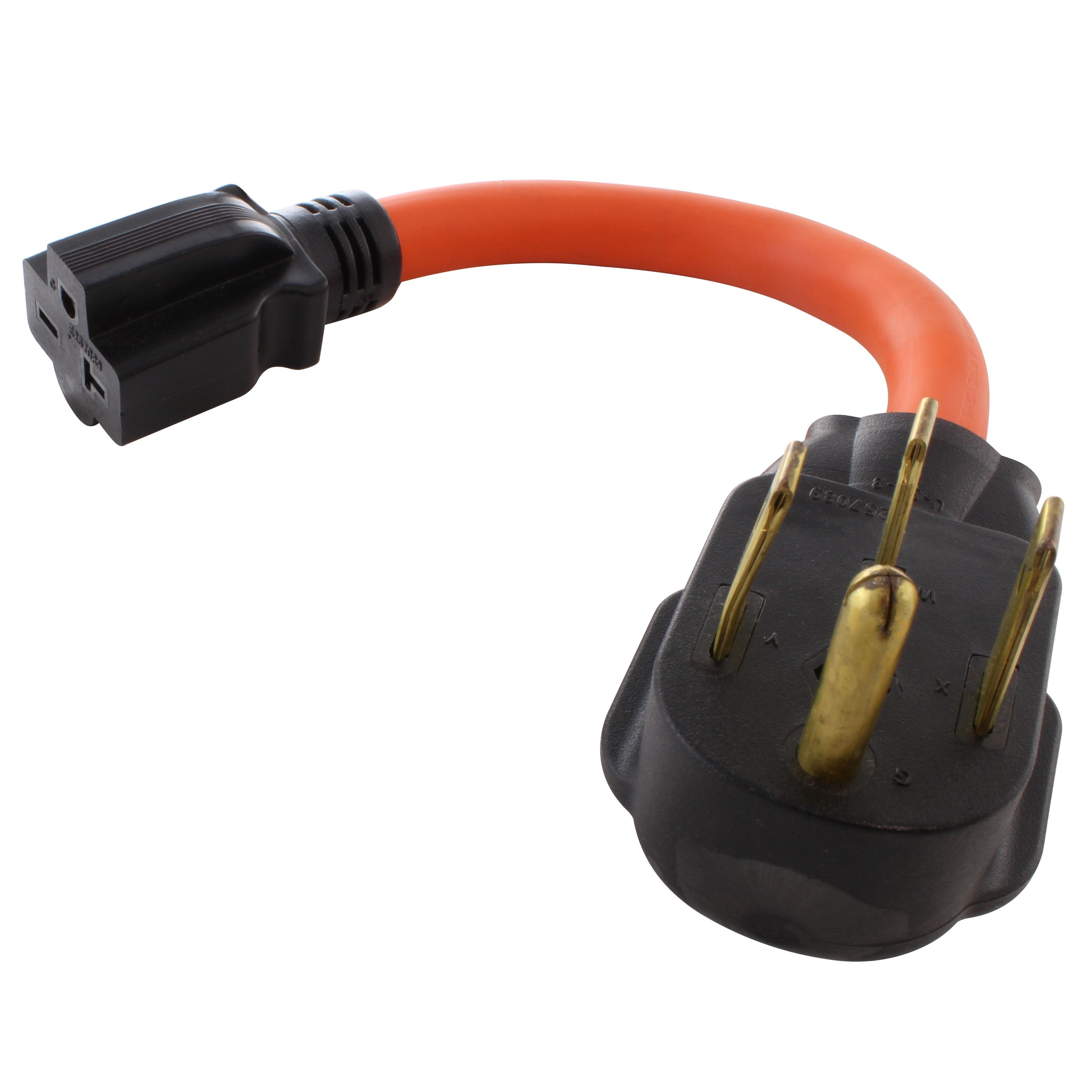 AC WORKS brand flexible HVAC/power tool adapter, cooking range outlet to HVAC, range outlet to heater, range outlet to power tools