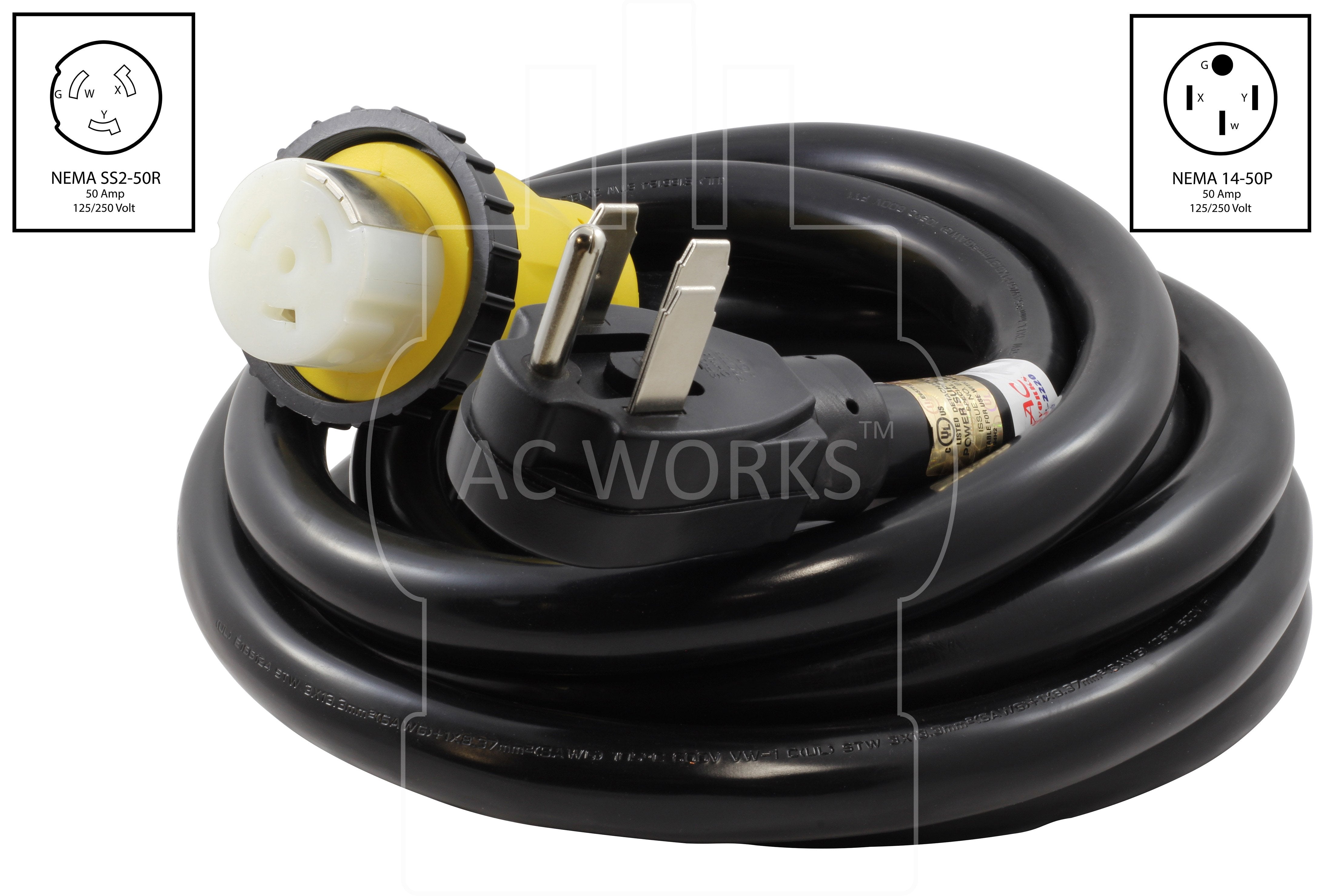 Leisure Cords 15ft 50 Amp RV Extension Cord – Power Supply For Trailer Camper Motorhome