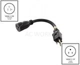 NEMA 5-15P to NEMA 5-20R, 515 male plug to 520 female connector, 15 amp household plug to 20 amp T-blade household connector