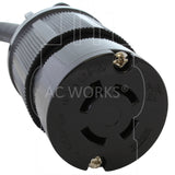 AC WORKS® [S515L1420-012] 1FT 15A Household Plug NEMA 5-15P to 4-Prong 20A L14-20R ( 2 Hots Bridged) Adapter Cord