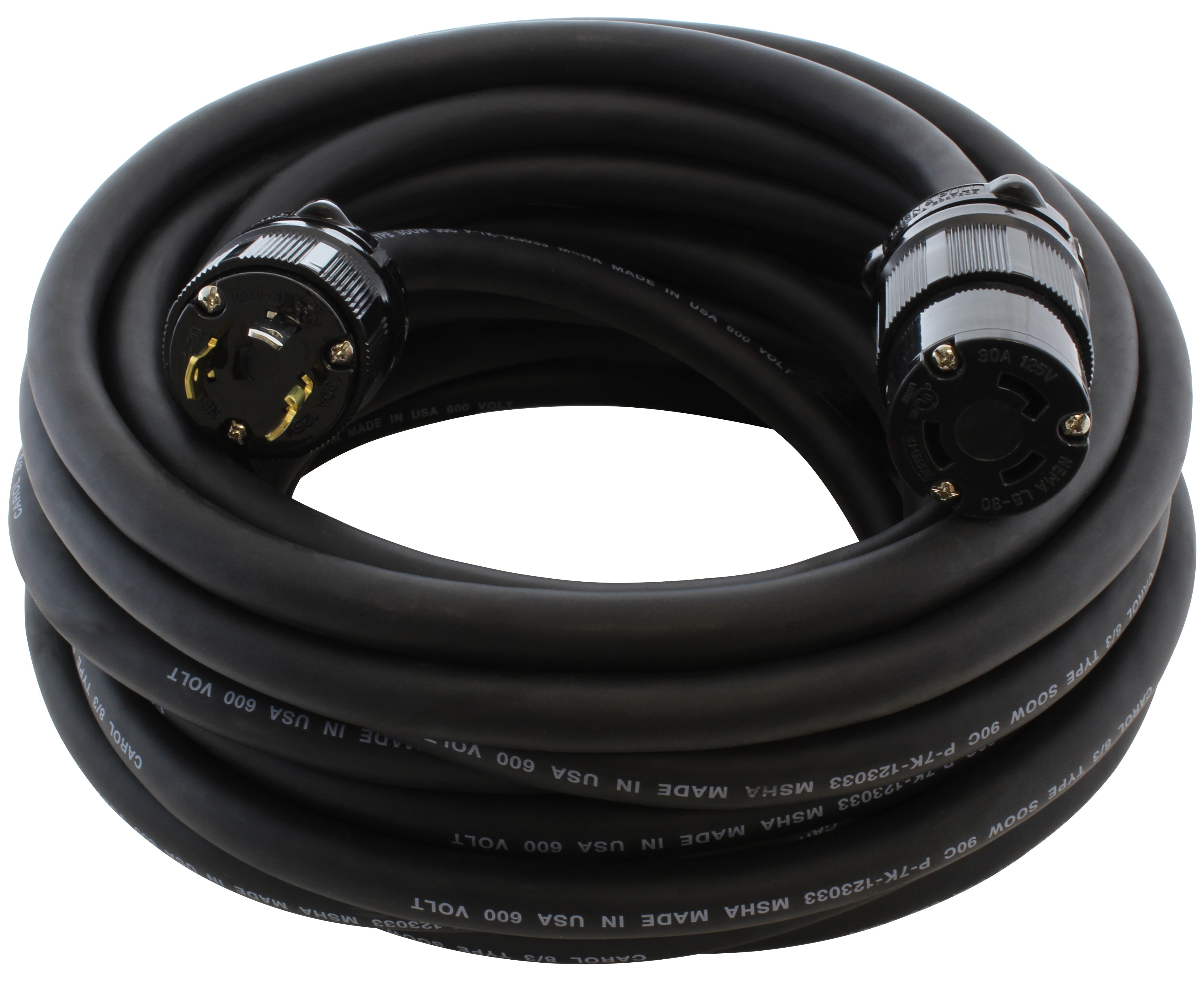 AC WORKS® [SDL530PR] SOOW 8 Gauge NEMA L5-30 30A 125V Super Duty Outdoor Rubber Extension Cord