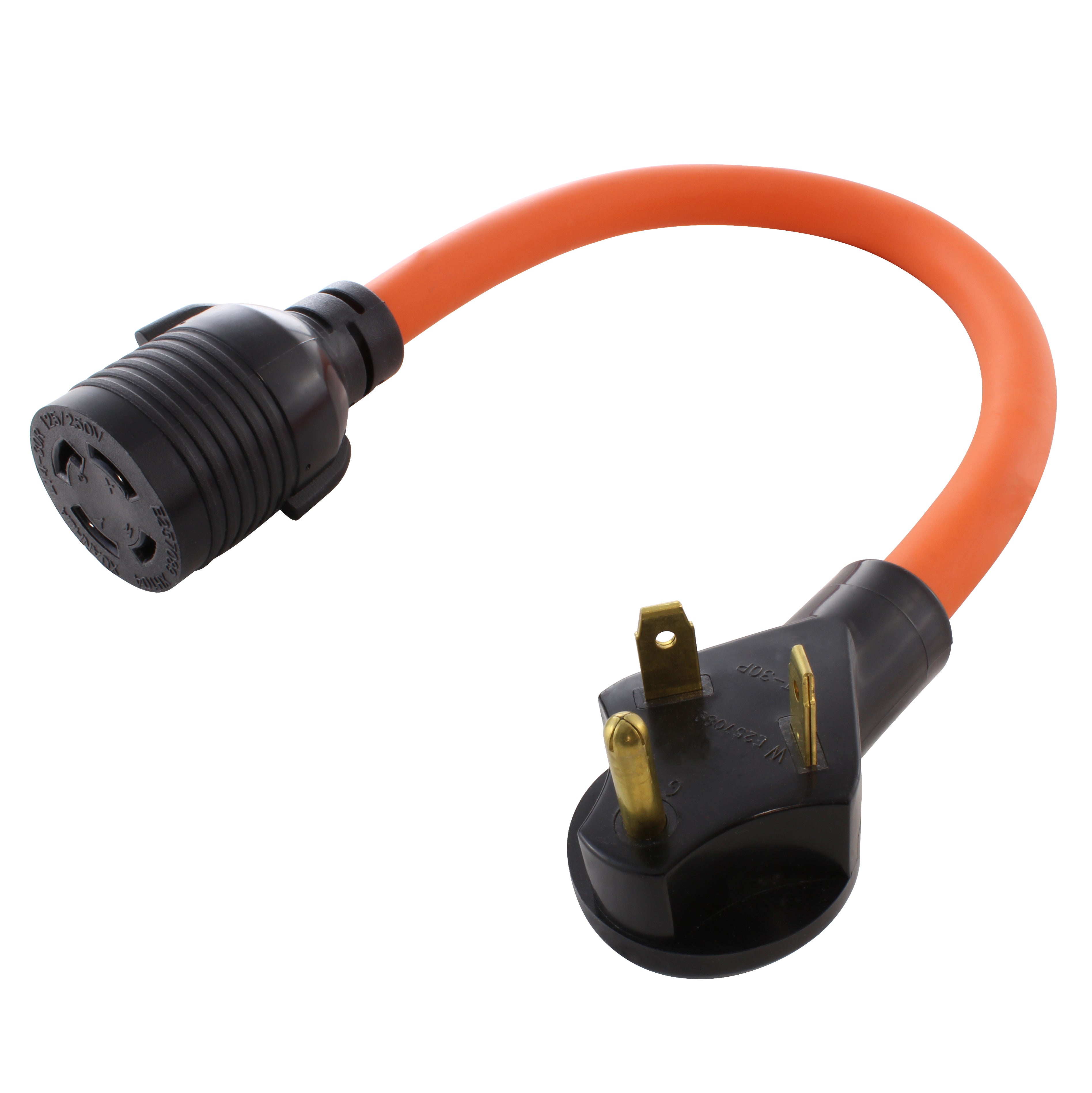 AC WORKS® [TT30L1430-018] 1.5FT RV 30A Plug to L14-30R Two Hots Bridged 30A 125/250V Connector