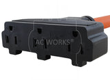 AC WORKS® [TT30W515] 10/3 TT-30P RV/Generator 30A Plug to Lighted 3 Outlets 5-15R Adapter