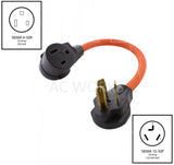 NEMA 10-30P to NEMA 6-50R, 1030 male plug to 650 female connector, 3-prong dryer plug to 3-prong welder connector