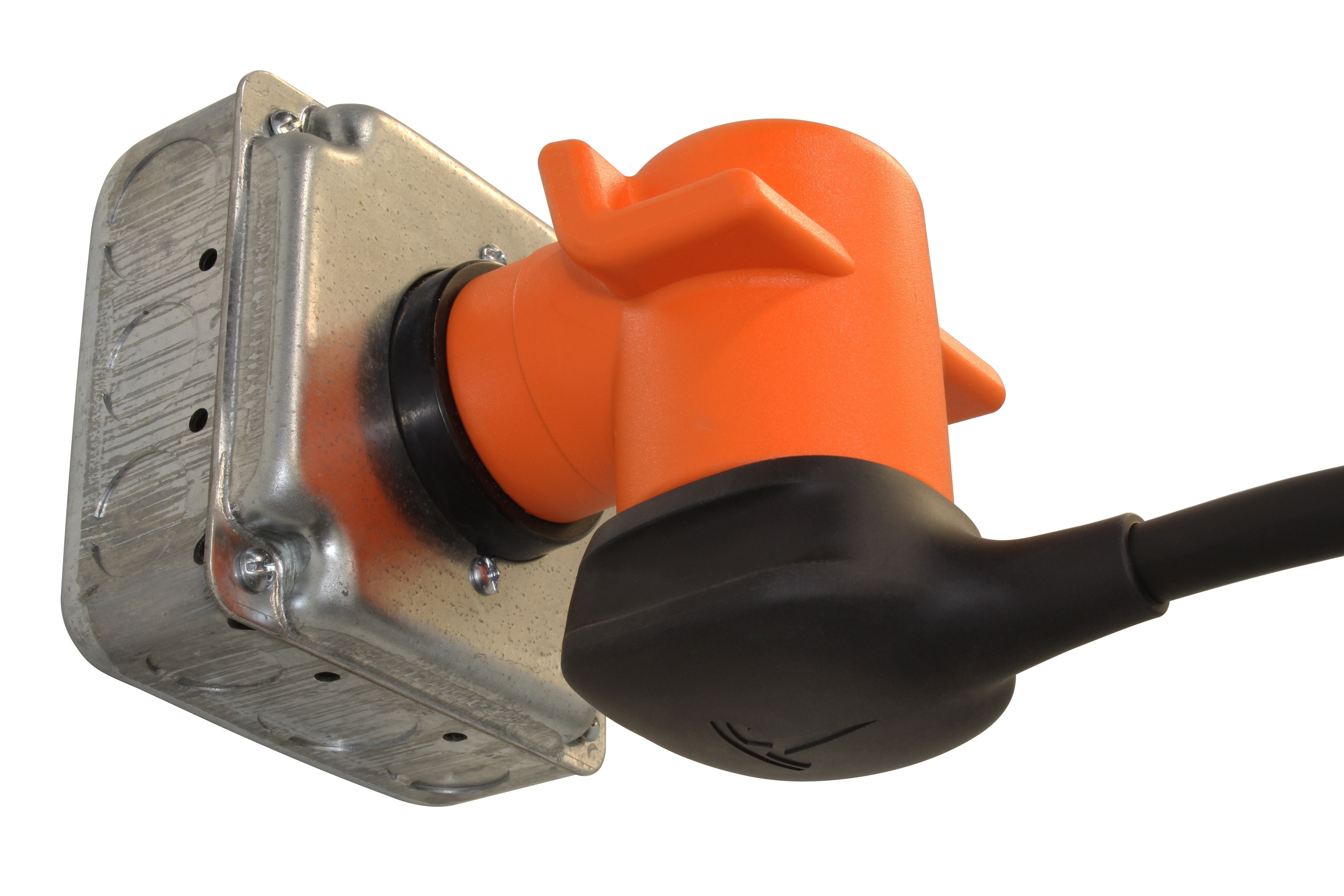 orange EV charging adapter, welder to Tesla charger, high powered Tesla charging adapter