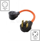NEMA 14-30P to NEMA 6-50R, 1430 male plug to 650 female connector, 4-prong dryer plug to 3-prong welder connection