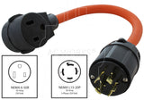 AC WORKS® [WDL1520650-018] 1.5FT - L15-20 Plug 4-Prong 3-phase 20A 250V to NEMA 6-50R Welder Adapter