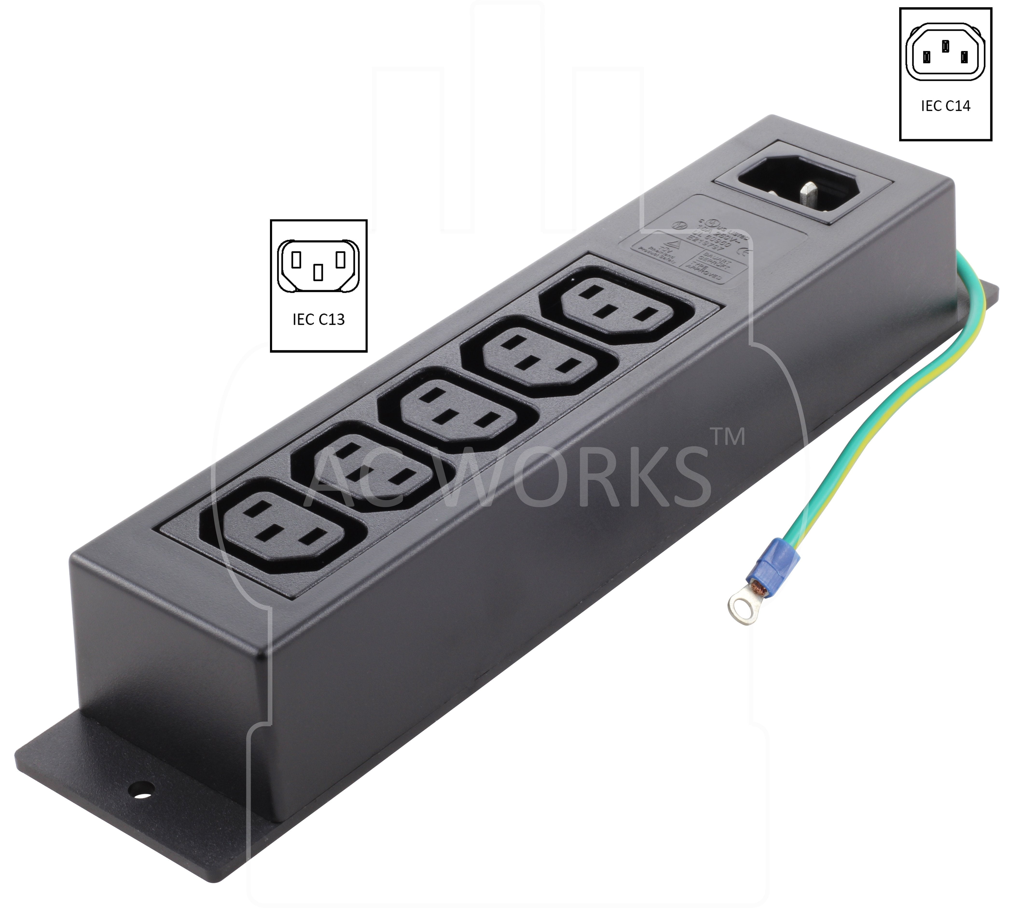 AC Works Brand, AC Connectors, IEC C19 to multiple IEC C13, C13 power strip